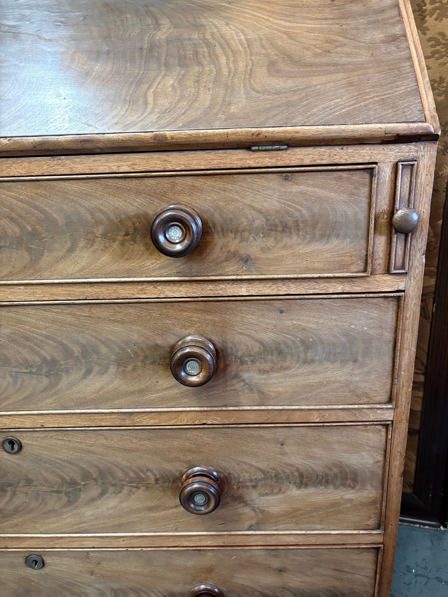 Large 19th Century Fold down Mahogany bureau writing desk drawers UK Delivery