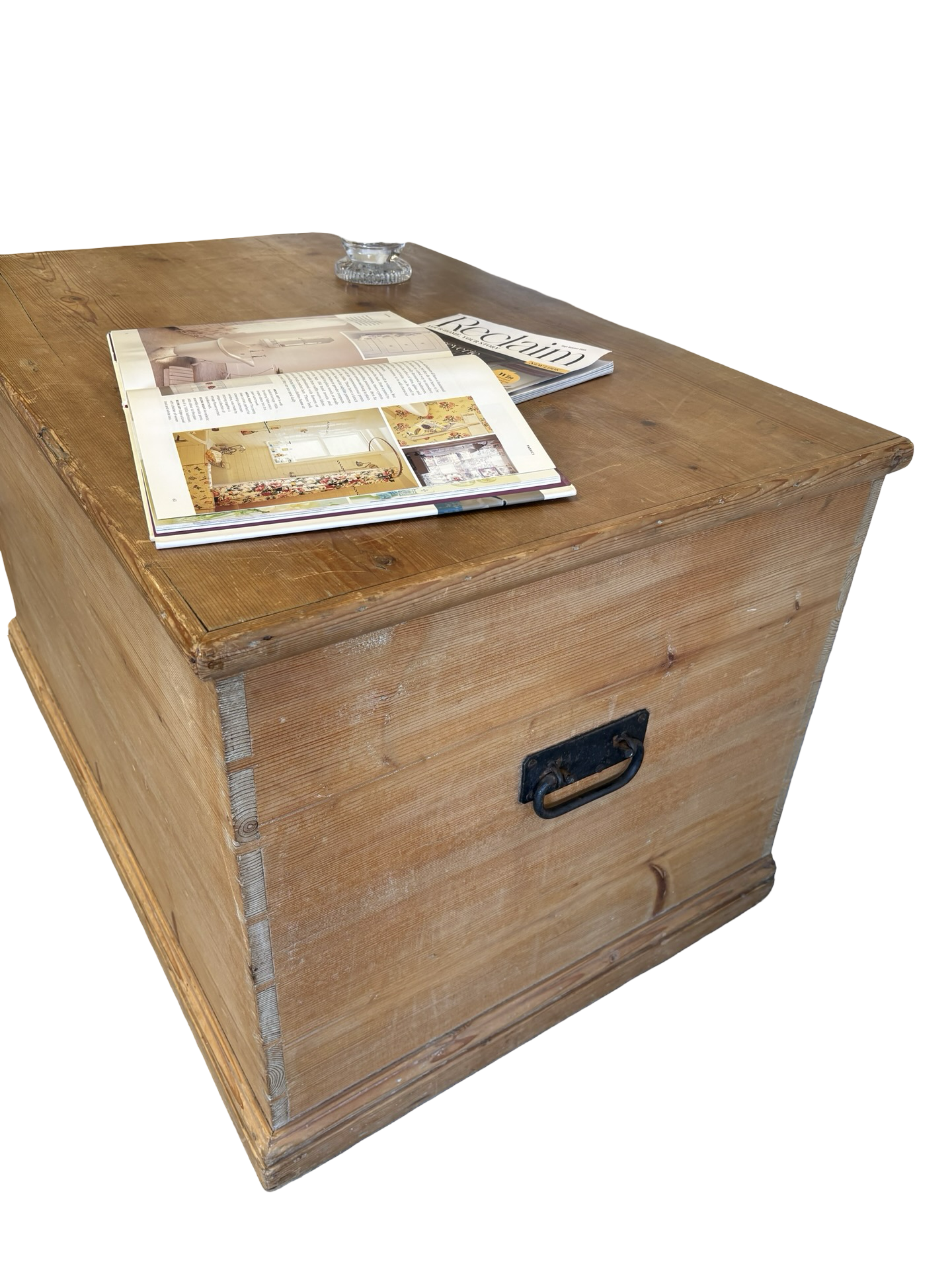 Excellent Victorian stripped pine blanket box / trunk / coffee table / storage chest