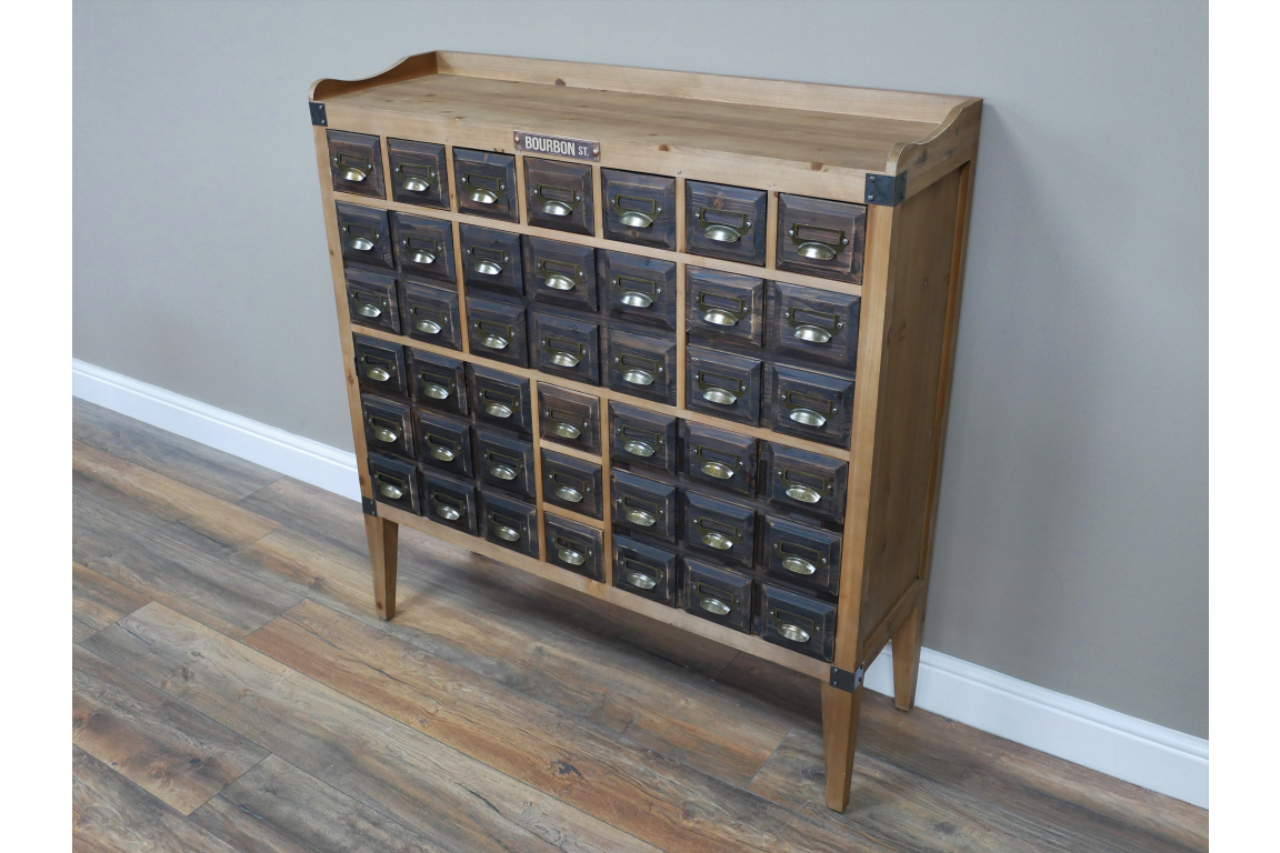 Black Wood Multi Drawer Apothecary Style Cabinet - office crafts storage collector