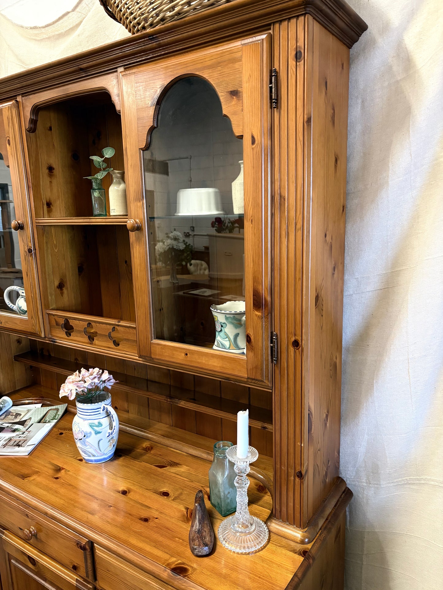 Vintage Pine Country Kitchen Dresser - Display Storage UK Delivery Ex Condition
