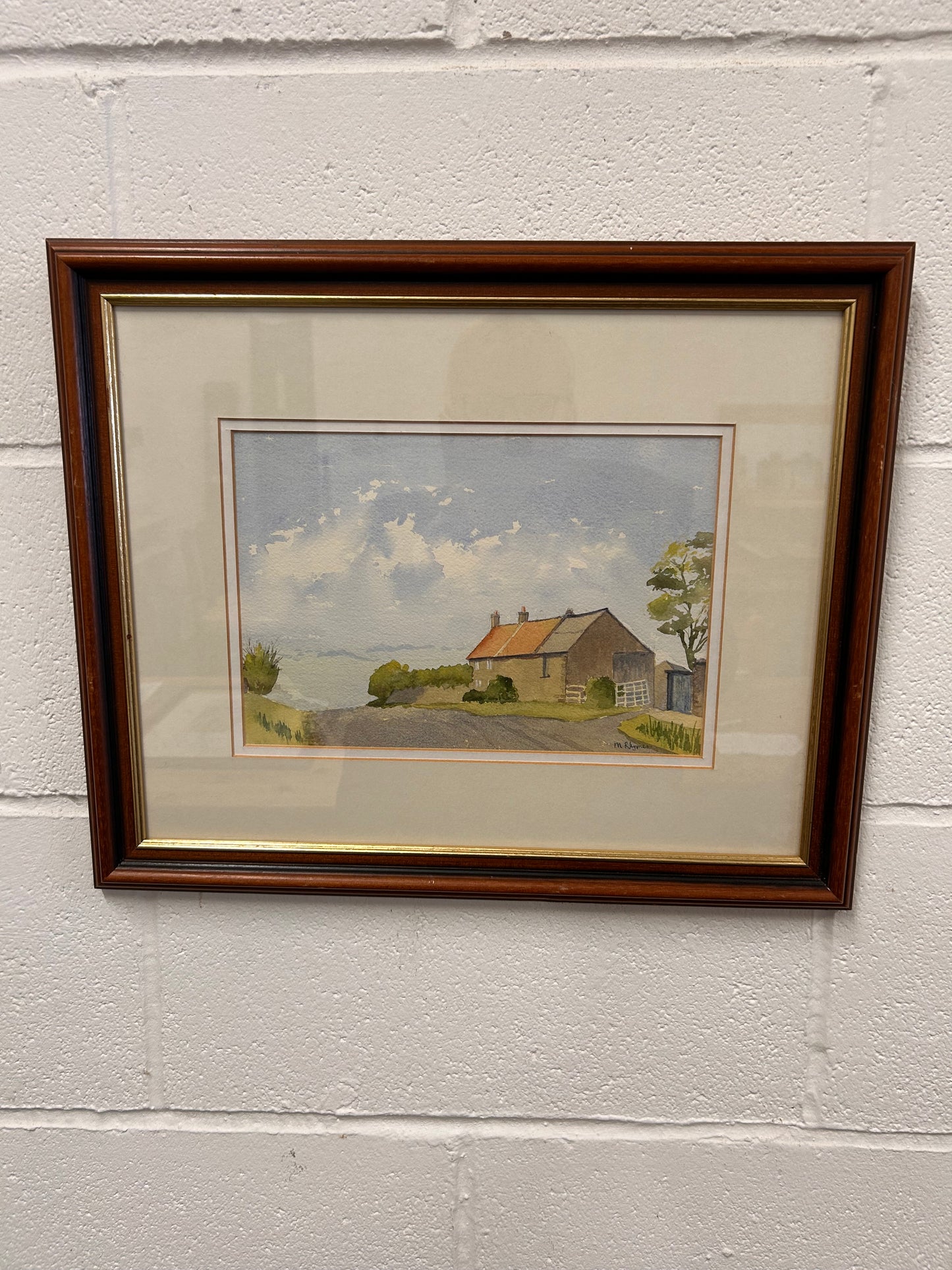 Vintage framed and signed painting by Margaret Rhymes Country Lane