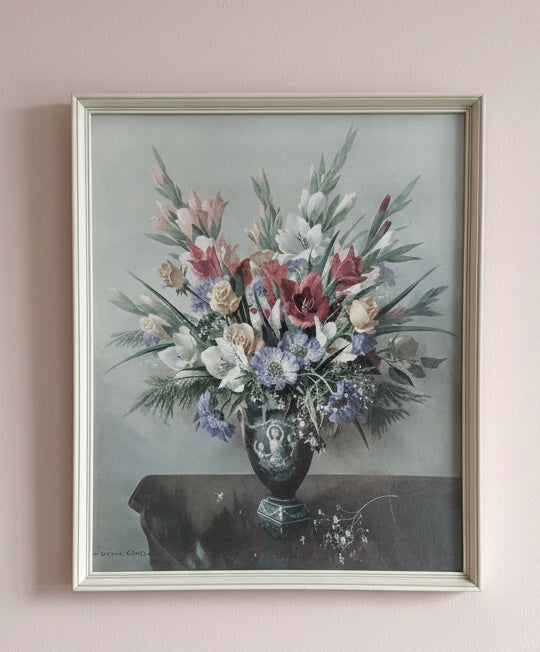 Vintage Framed Print - ‘Summer in Wedgewood’ by Vernon Ward Mid century Floral artwork