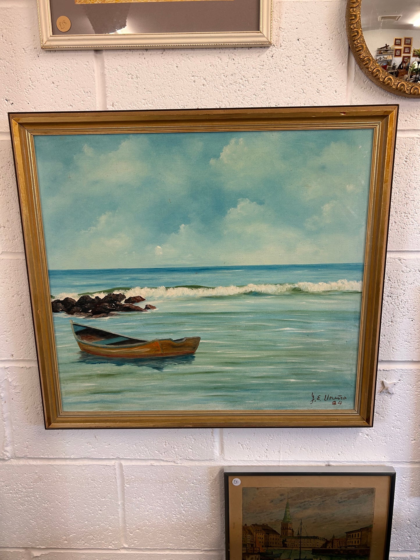 Stunning Vintage Seascape Signed Framed Oil Painting