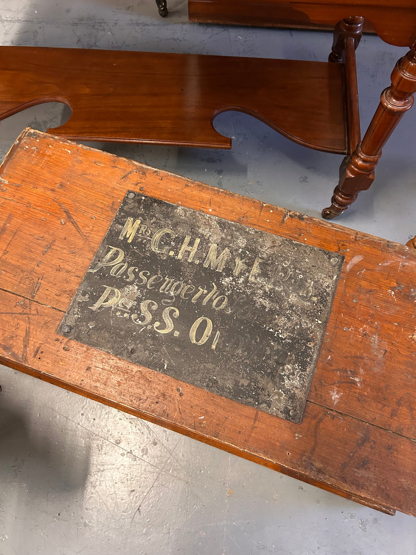 Amazing antique ship’s passenger travel trunk great coffee table or storage