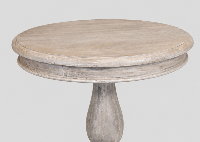 Vintage Style Light Mahogany Wood Round Side Table Bun Feet