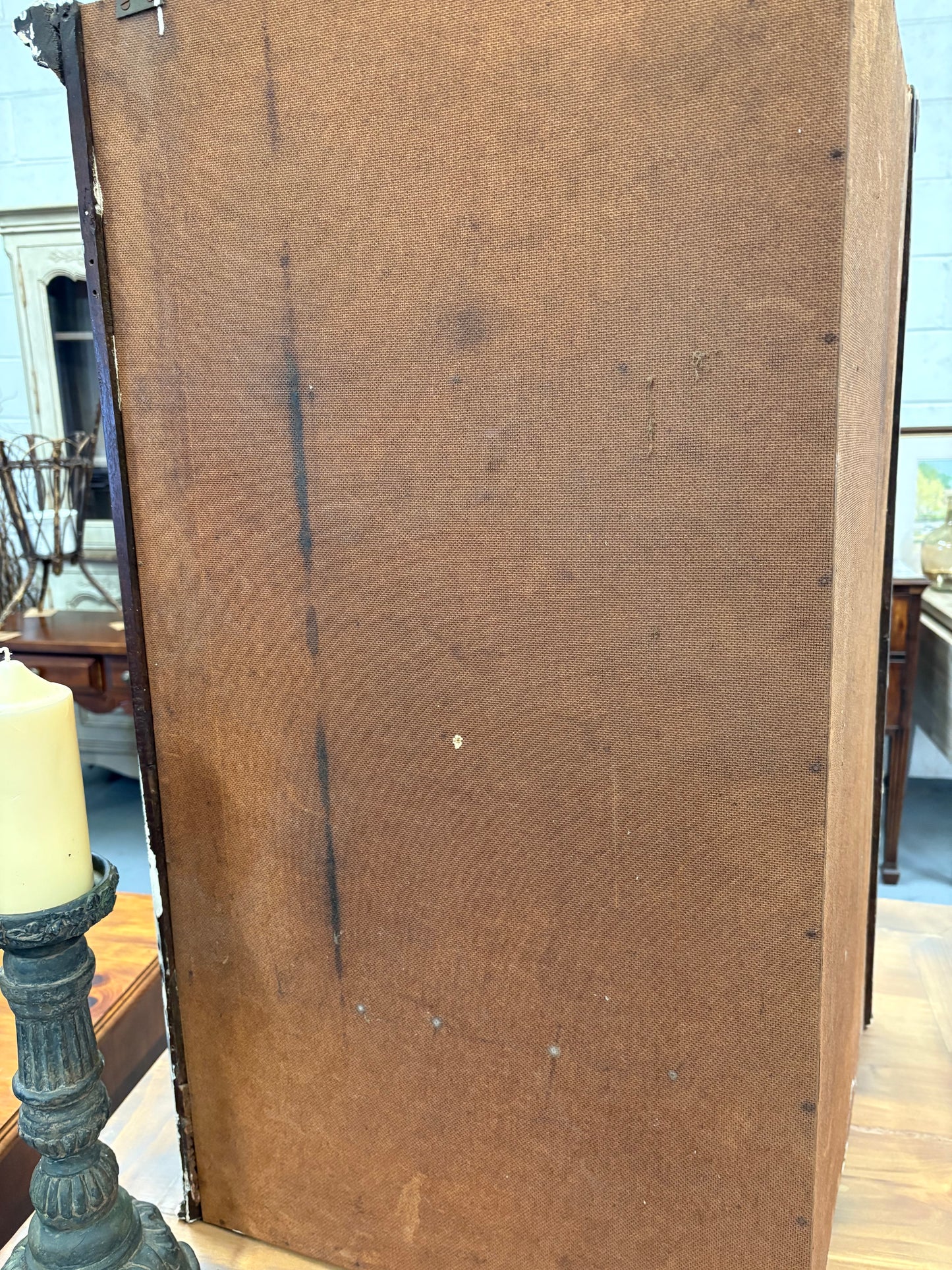 Antique Glazed Corner Wall Unit with Locking key Painted inside