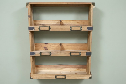 Country Farmhouse Wooden Wall Shelf Storage Display Unit
