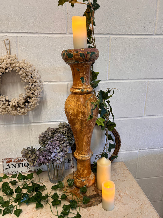 Shabby French 19thC Salvaged balistrail original paint repurposed candle stand