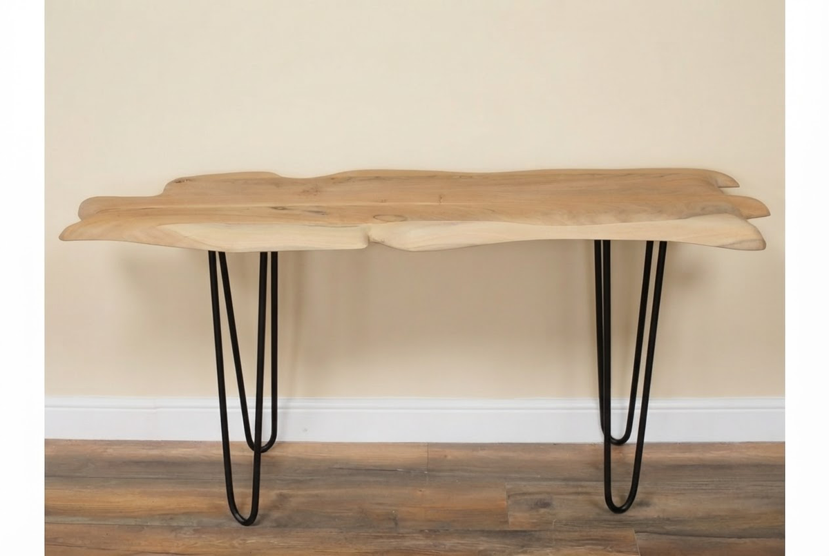 Natural Live Edge Rustic Wooden Acacia wood console table / Desk with Hairpin legs