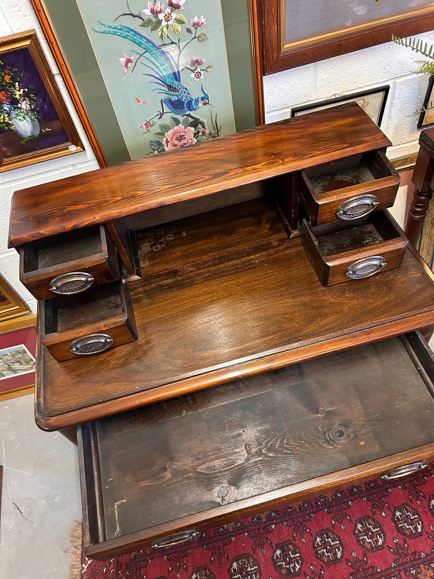 Vintage Good Quality desk with drawers Neat size with storage