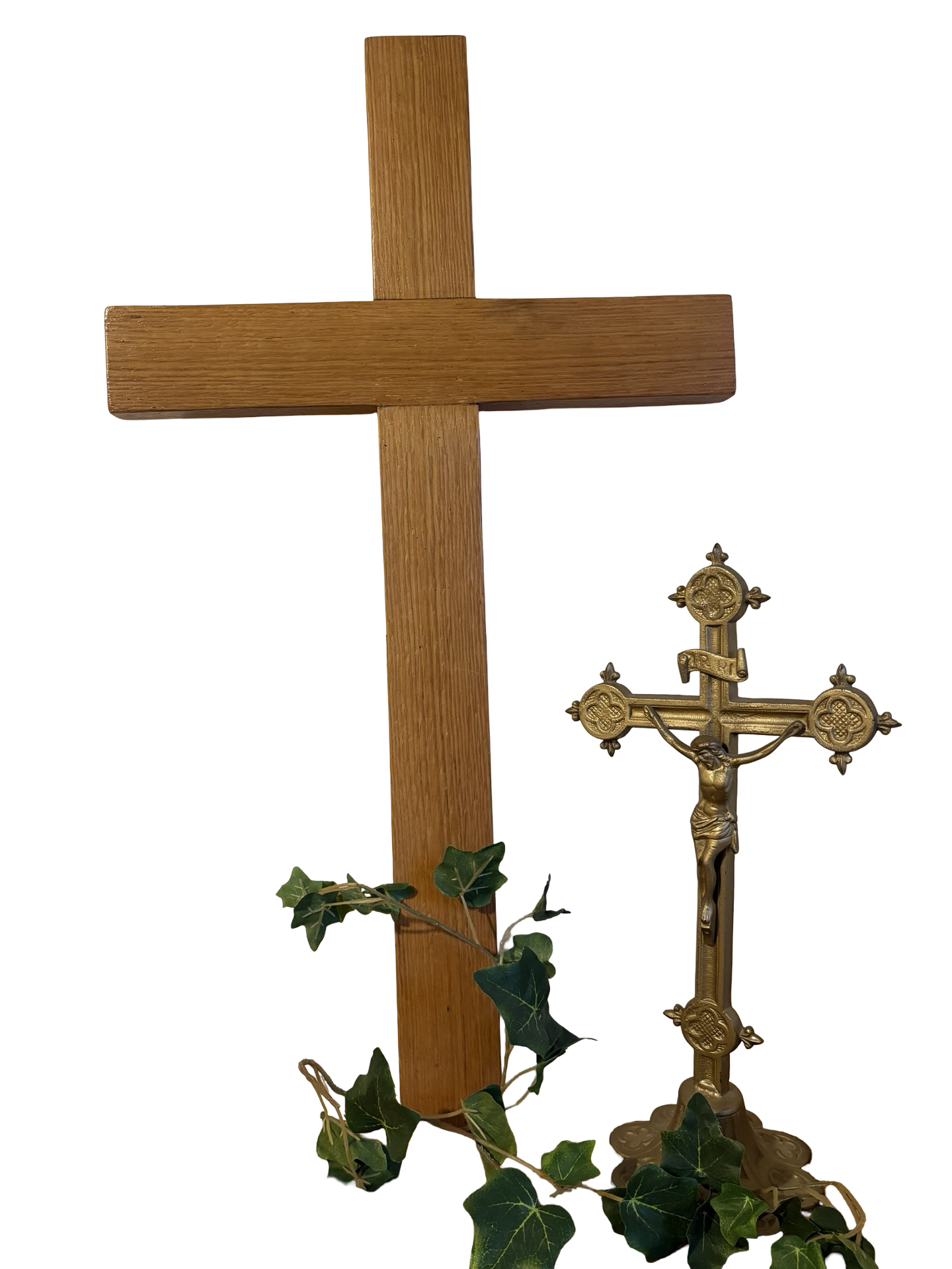 Solid Oak Wall Hanging Chapel Cross 2ft long