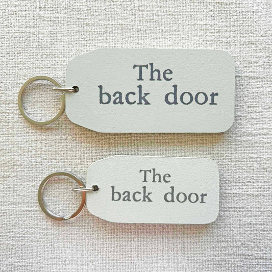 The Back Door - Wooden Key Tag: 6x Mini Tags (8x4cm)