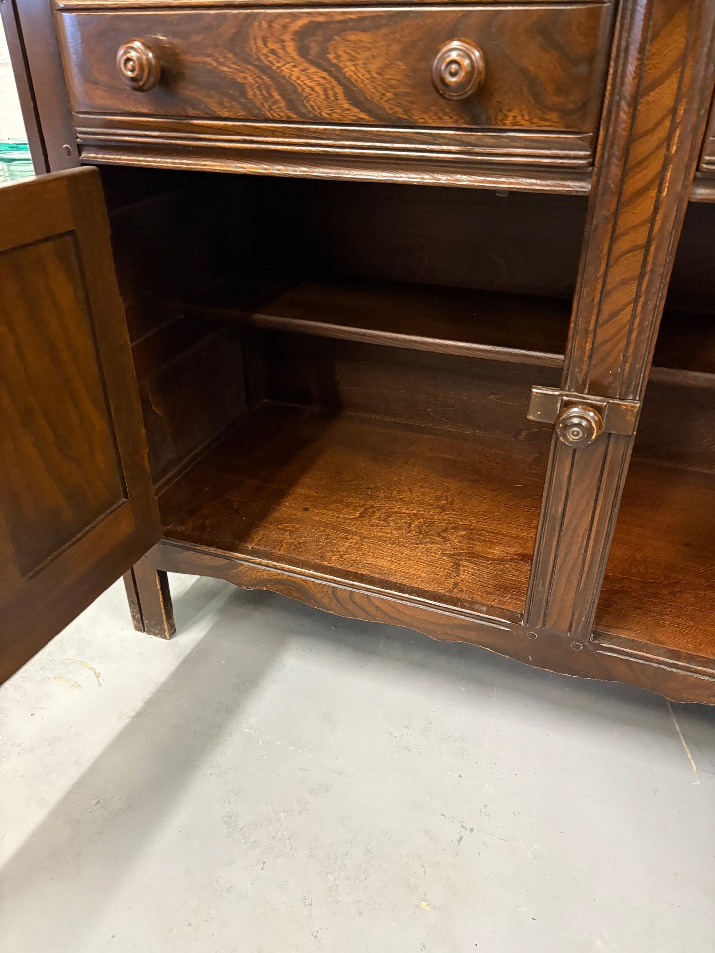 A vintage ERCOL Old Colonial dresser two drawers cupboards plate rack kitchen storage