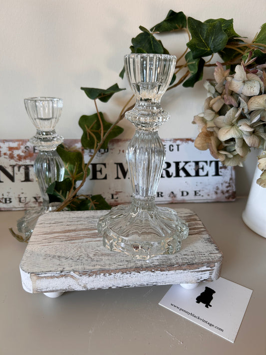 Clear Pressed Glass Vintage Style Candle stick holder