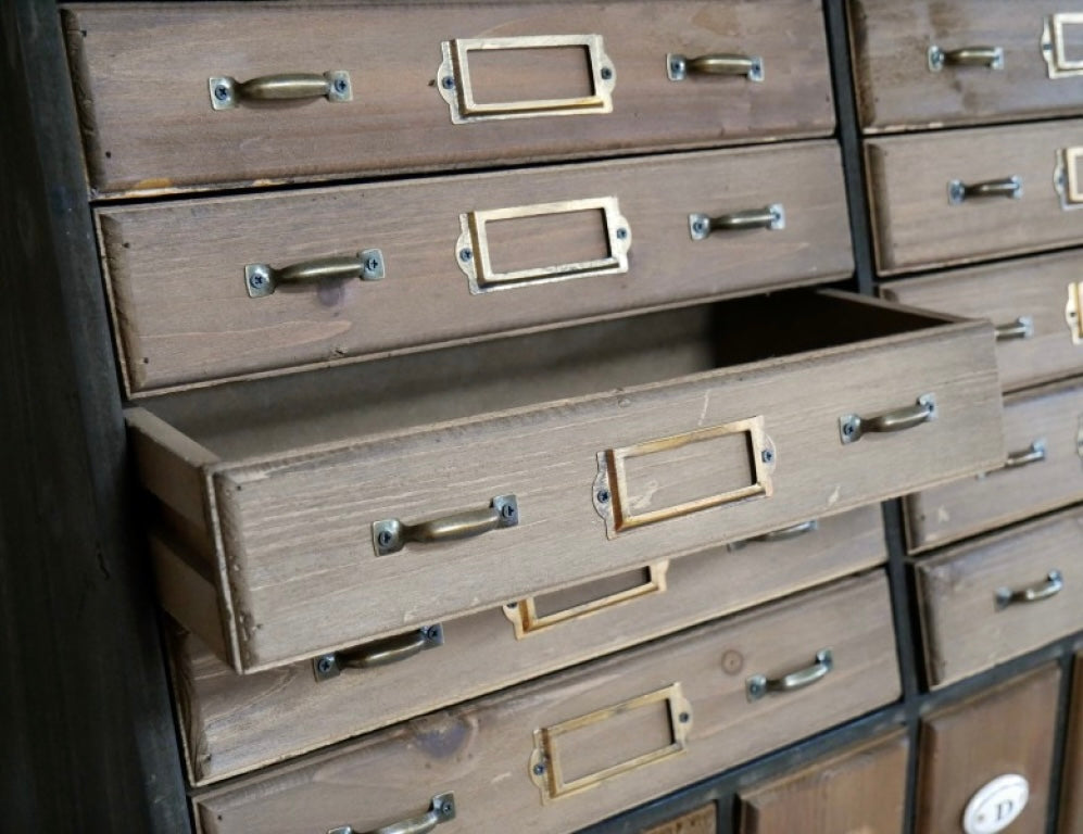 Antique Styled Multi drawer wooden storage cabinet Authentic Vintage Office look