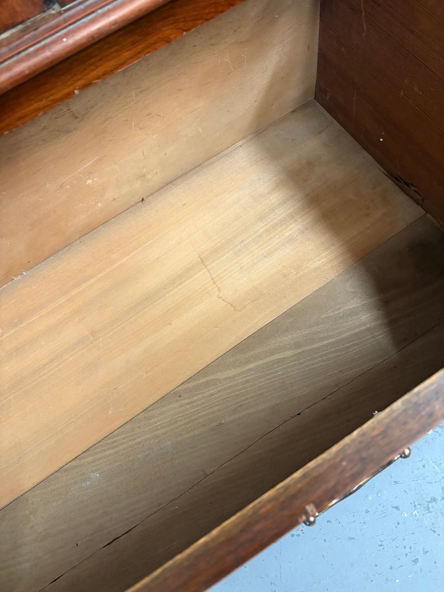 Antique Walnut Art Nouveau Wardrobe with mirror, drawer & key to lock