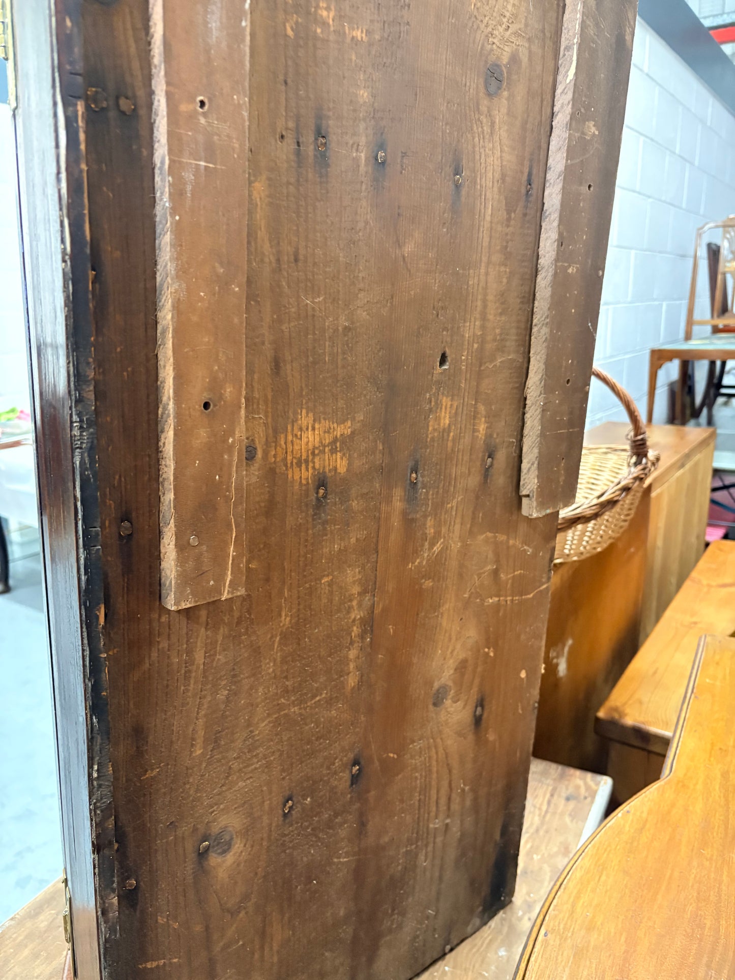 Antique Georgian Mahogany bow fronted  corner cupboard cabinet three shelves