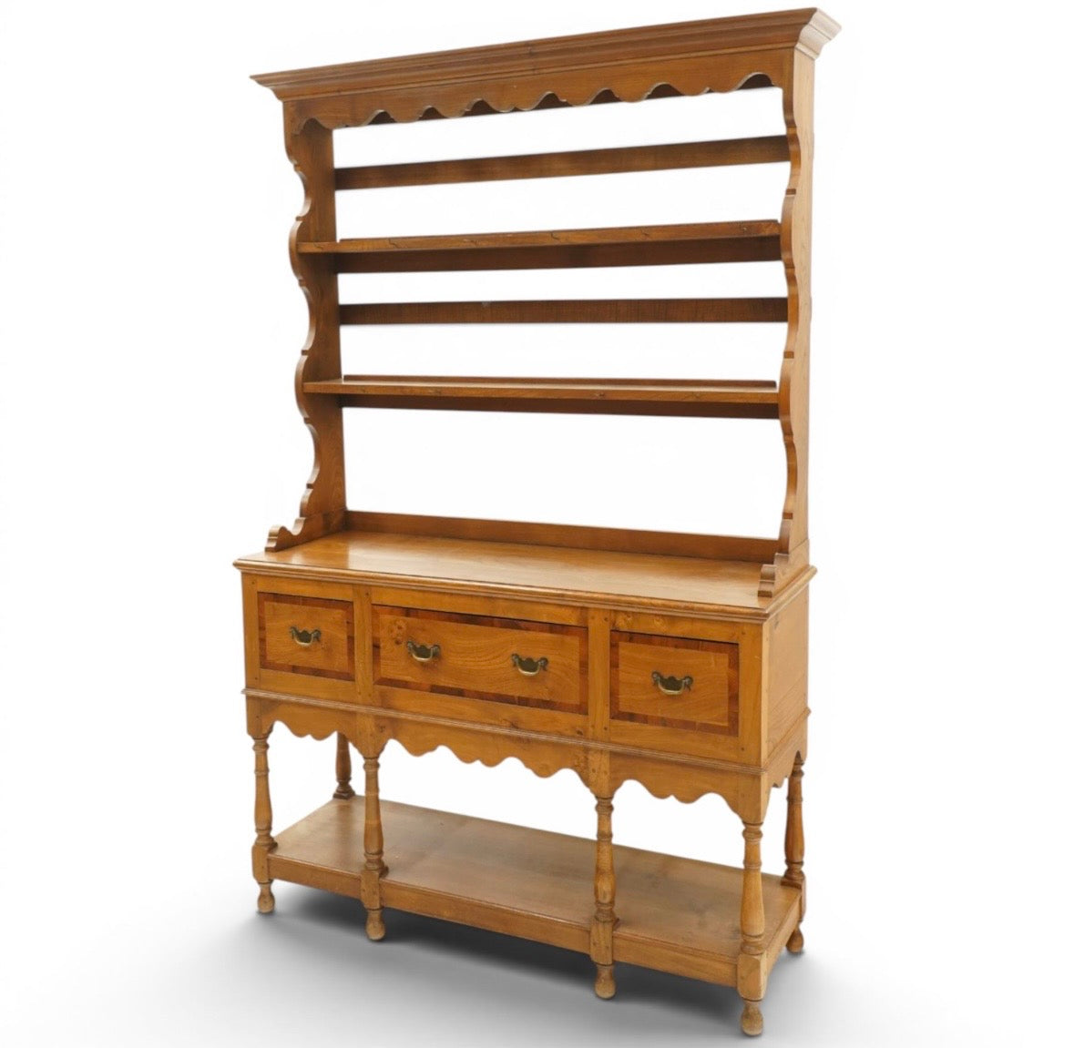 Country House Georgian design elm dresser with plate rack.