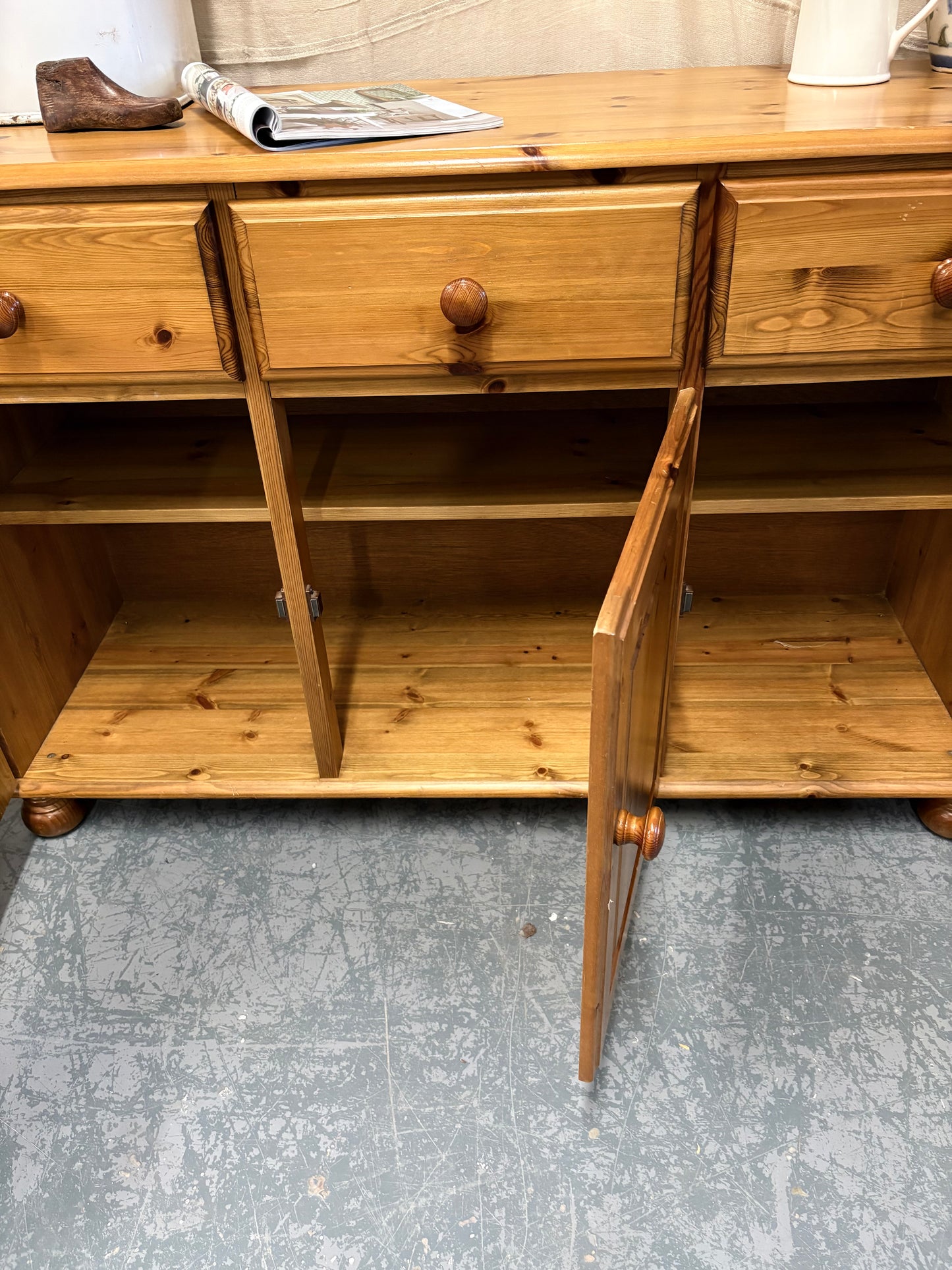 Vintage Solid pine Storage Cabinet Sideboard Country Farmhouse style