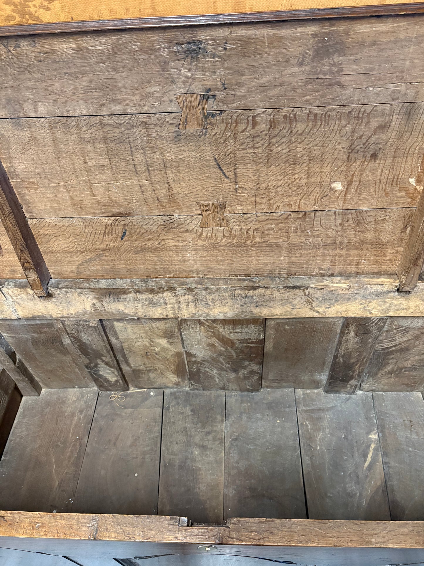 Large Antique 18thC Country House Paneled Oak Mule Chest