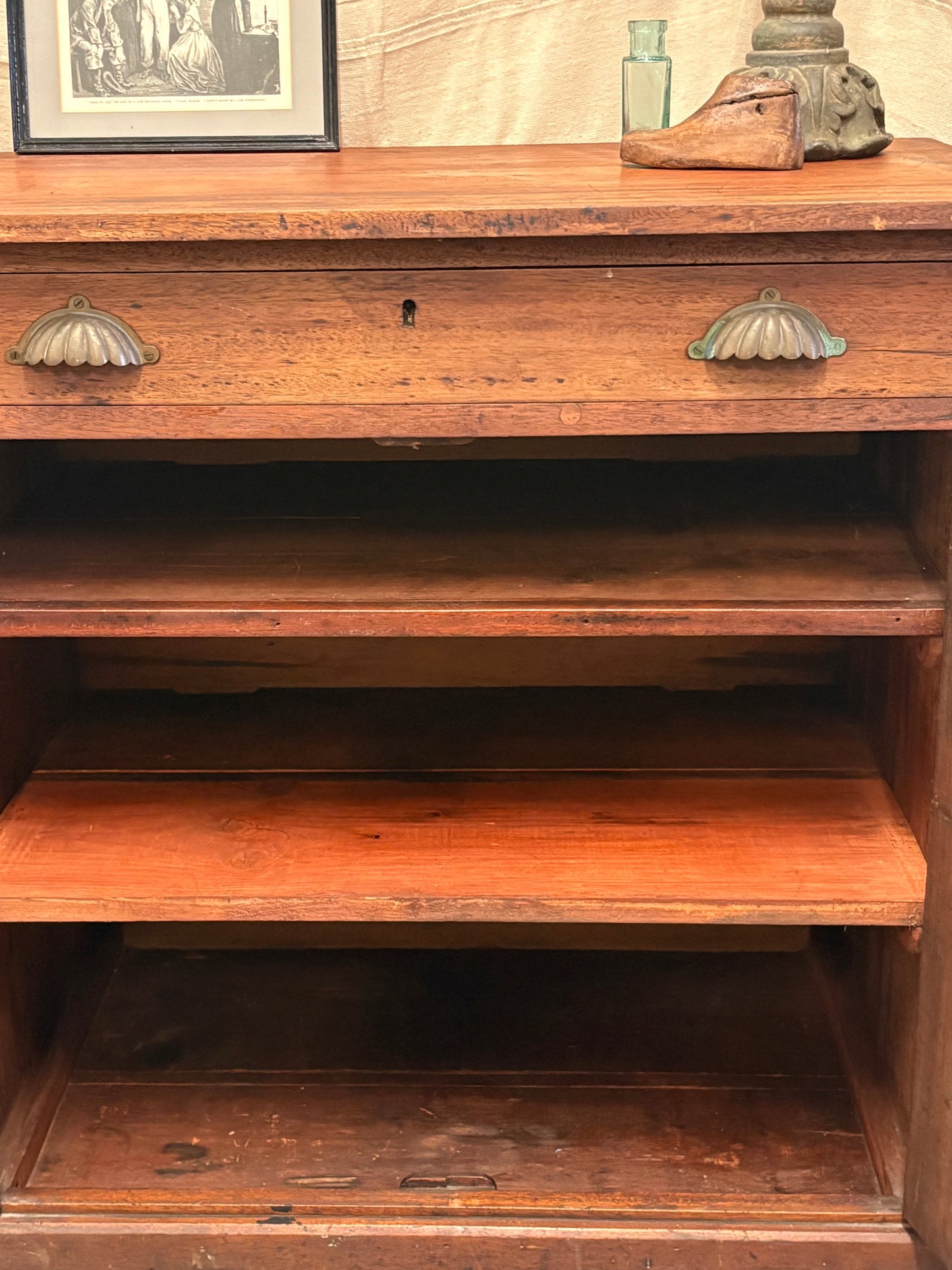 Victorian Antique Office Clerks storage cupboard with original fittings rustic unique item