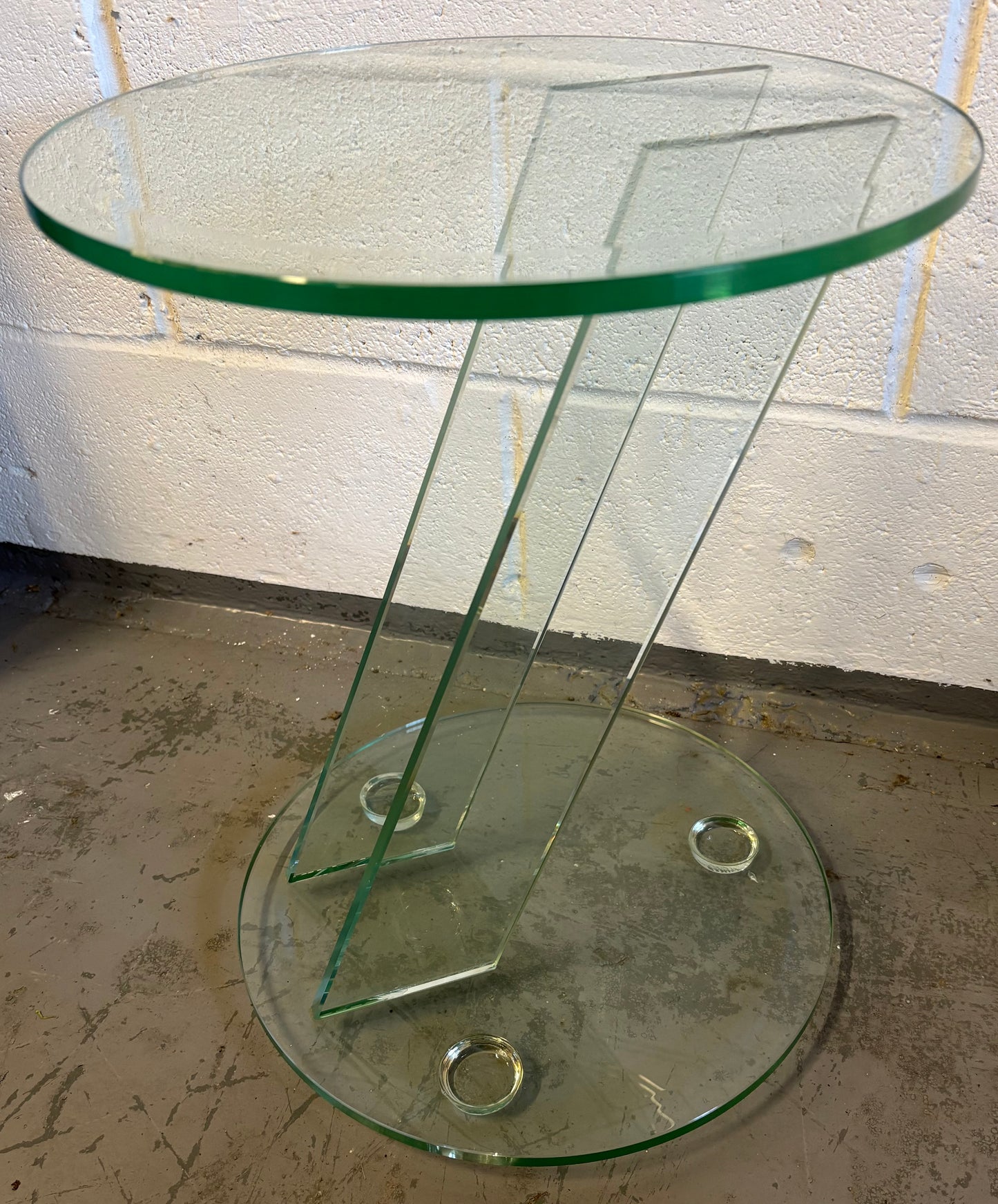 Vintage Italian 1980’s Tempered Glass Modern Side / drinks table Original Unique Furniture