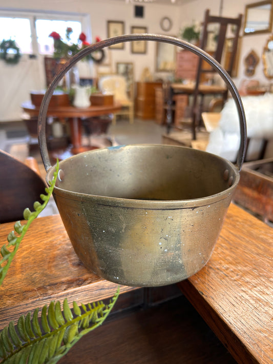 Small Victorian brass and iron jam pan riveted handle