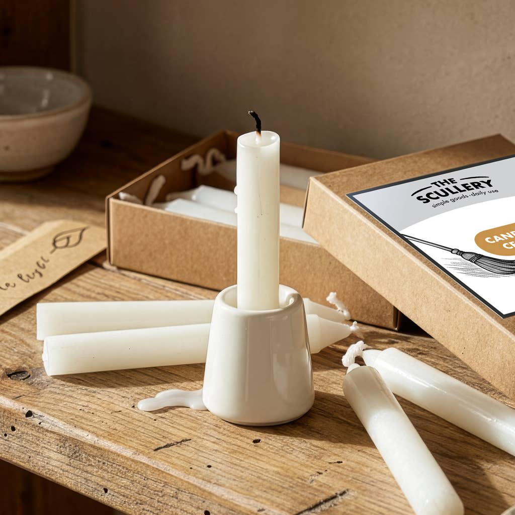 THE SCULLERY - 8 CANDLES & CERAMIC HOLDER