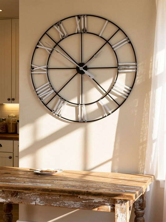 Large 102cm Metal Wall Clock with Silver Numerals