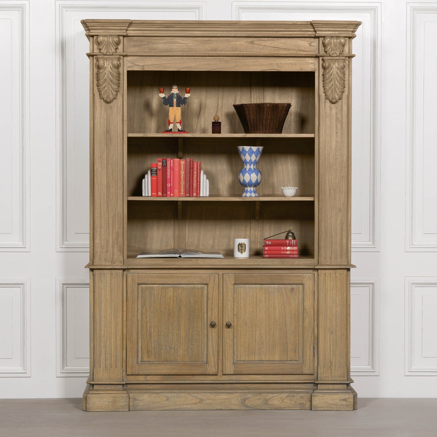 Large Cedar Wood Open Bookcase Modern Country Farmhouse