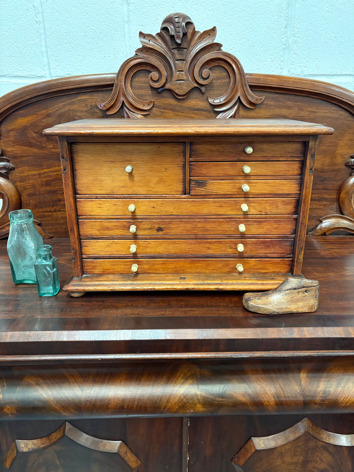 Antique wooden 8 drawer storage unit - artist maker collector