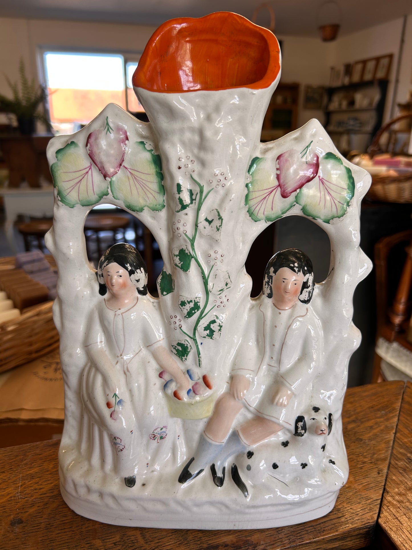 19th Century Staffordshire Flat back spill vase