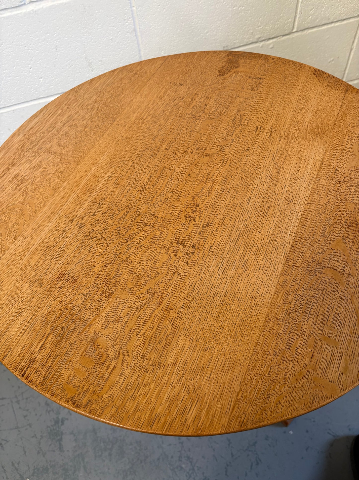 A Handmade Solid Oak Wine Side Table on a turned pillar and Tripod Base Craftsman made