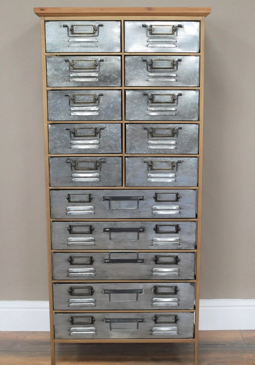 Mixed drawer wood and metal Storage Cabinet - office crafts collectors UK delivery m