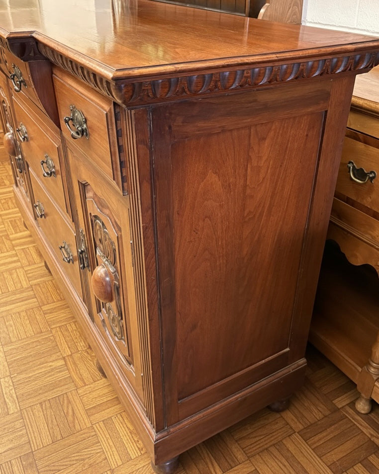 Edwardian Antique Mahogany Sideboard carved decorative design