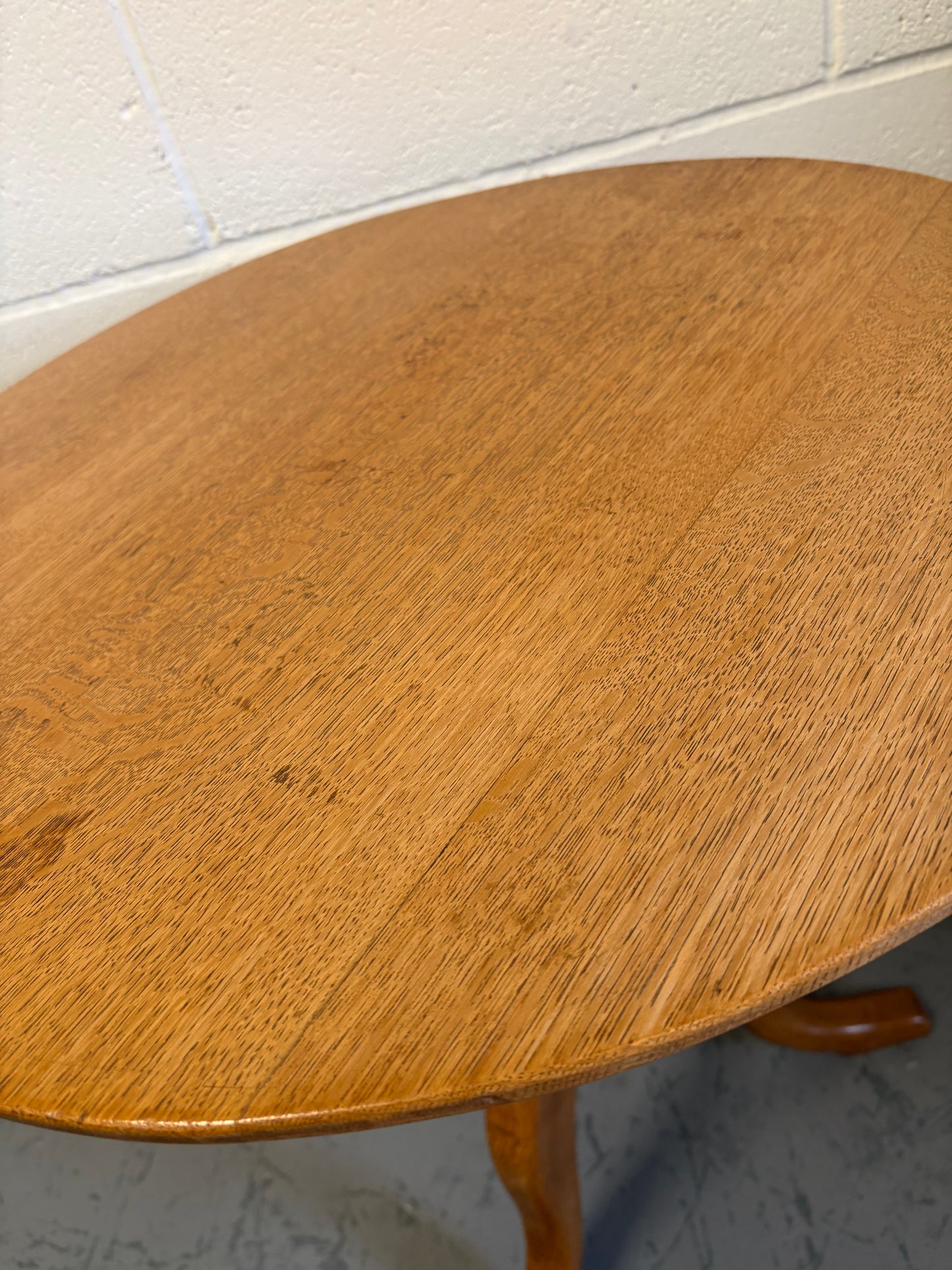 A Handmade Solid Oak Wine Side Table on a turned pillar and Tripod Base Craftsman made