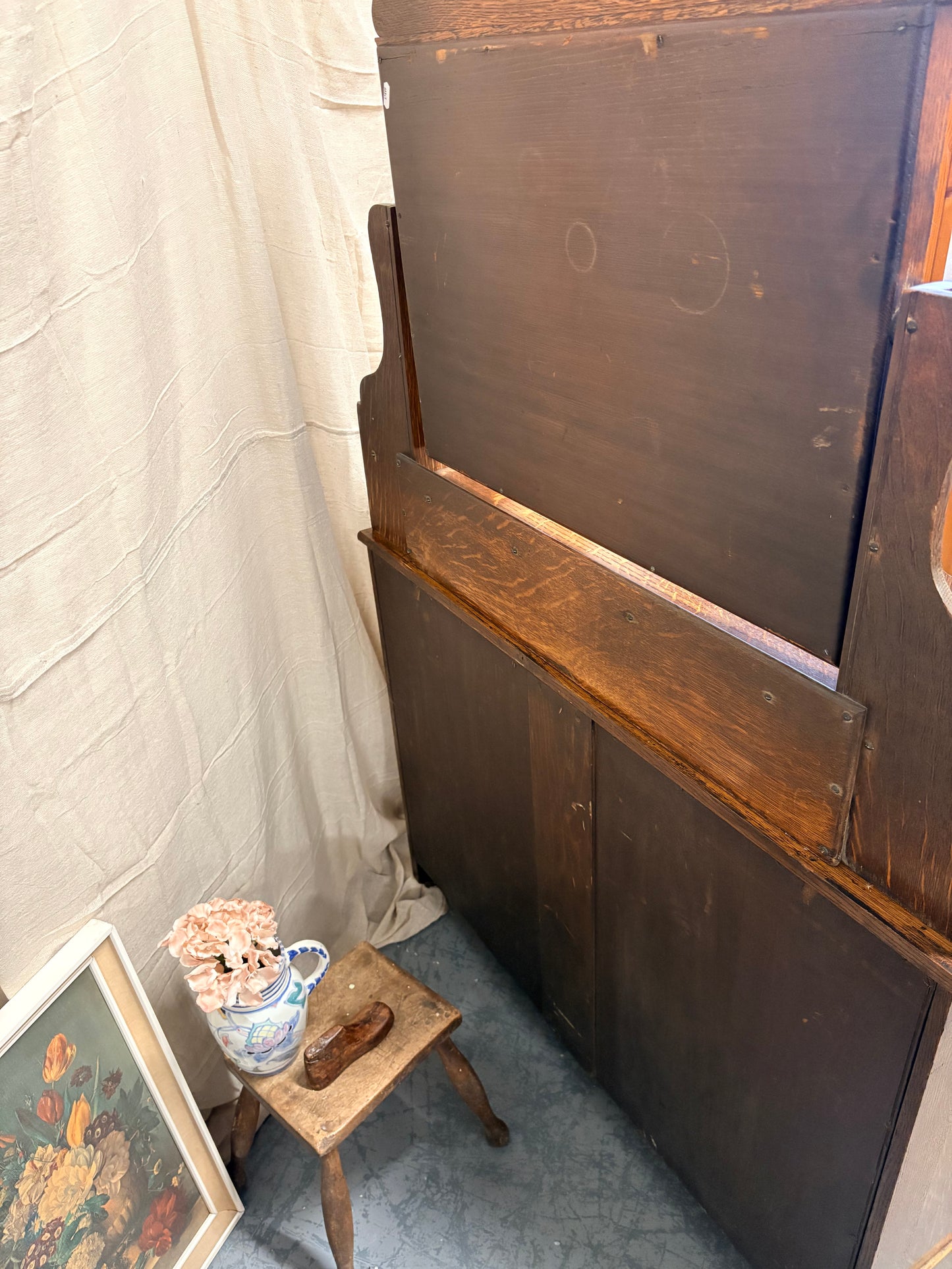 Antique Edwardian Oak Dressing Chest of Drawers with Mirror