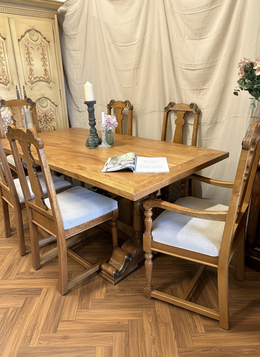 WAS £895 - Luxury Quality dining suite, comprising of a large dining table and 6 Chairs.