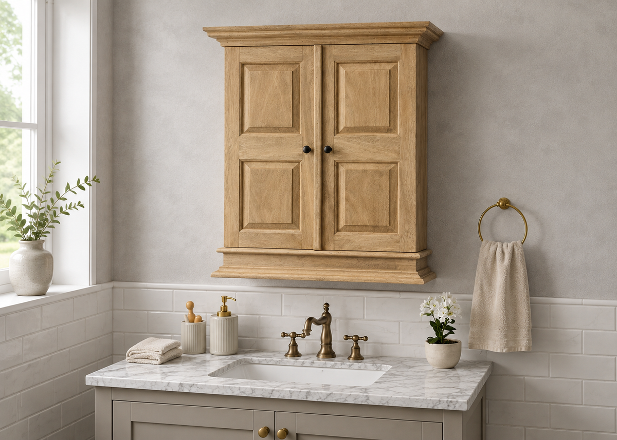 Vintage Style Light Wood Country Farmhouse Storage Cabinet