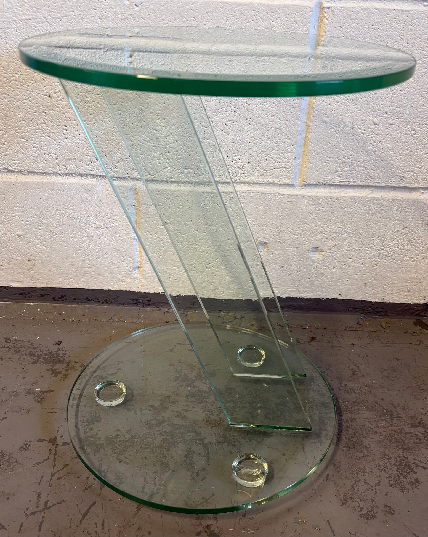 Vintage Italian 1980’s Tempered Glass Modern Side / drinks table Original Unique Furniture