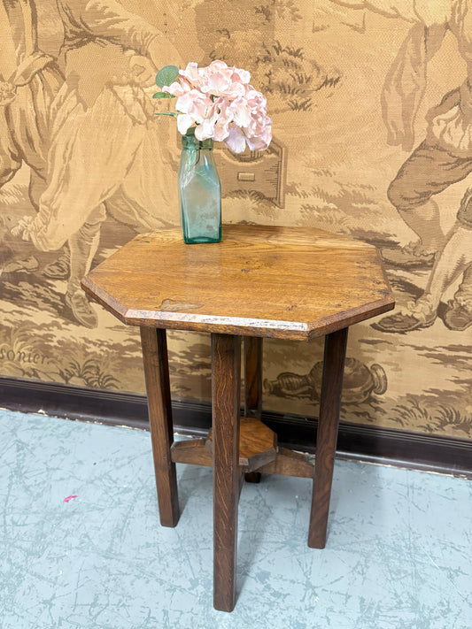 Heavy Art Deco occasional table with square legs and undertier