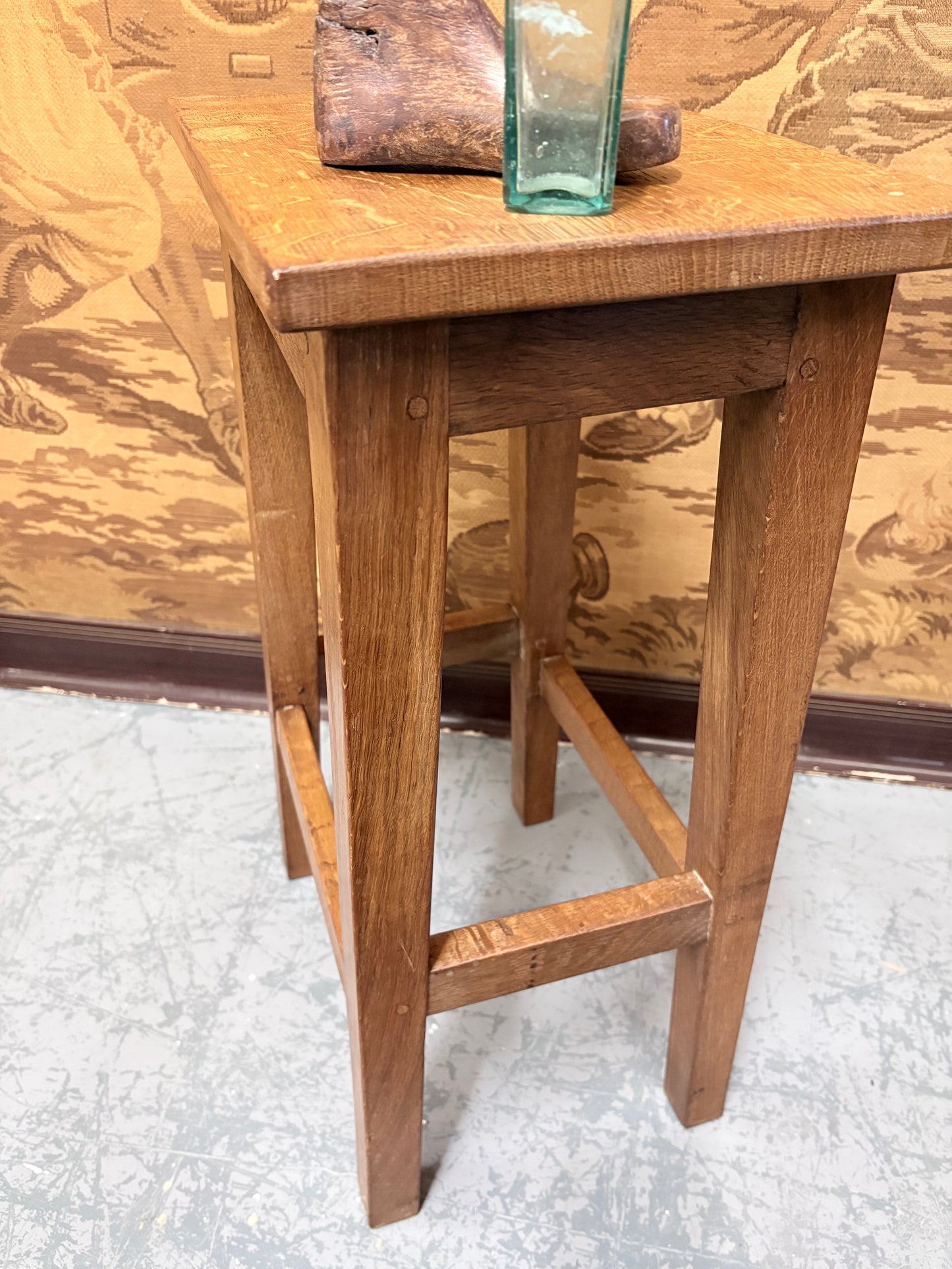 1960’s Wilf “Squirrelman” Hutchinson Solid oak stool with Provenance English Craftsman piece