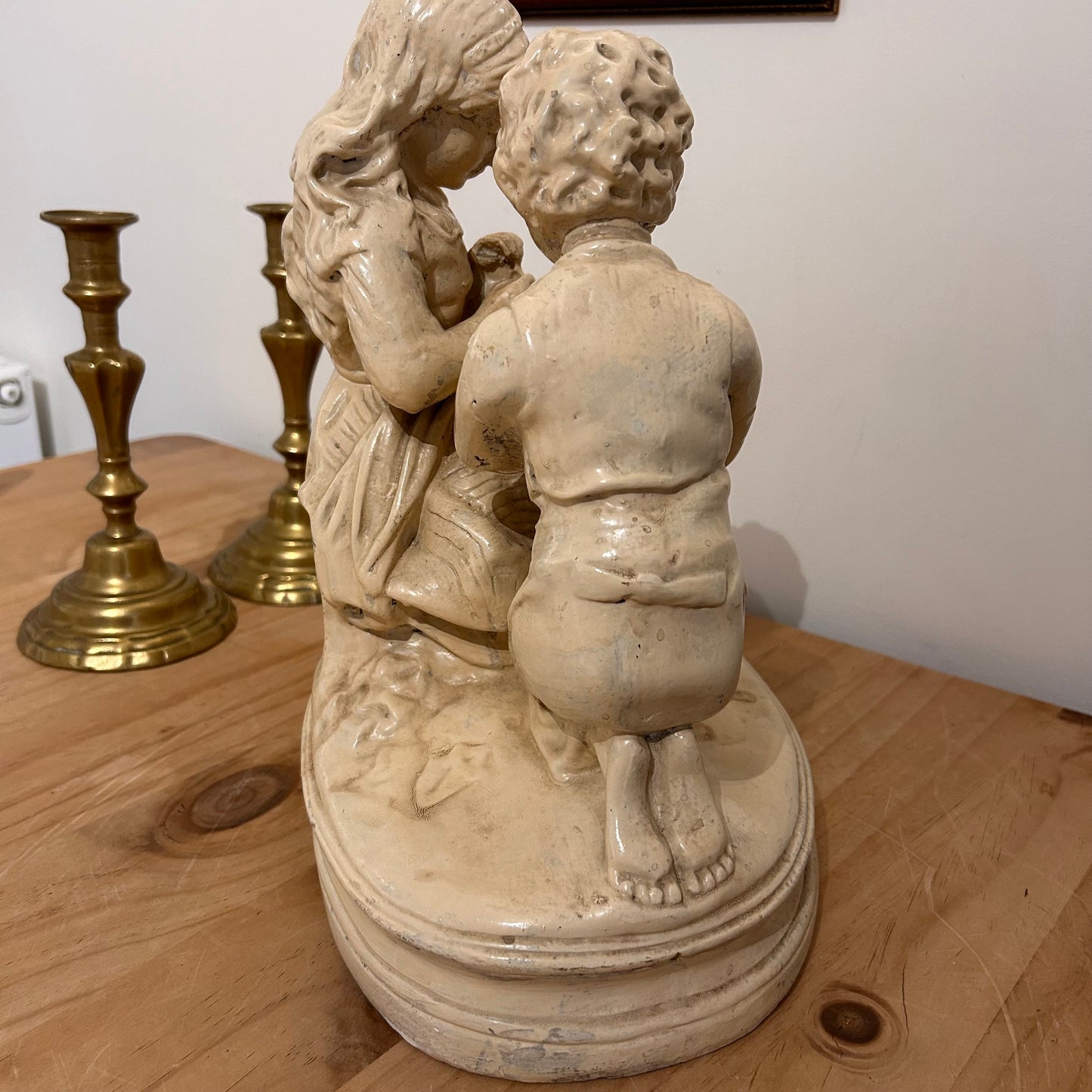 Large Early 20thC French Plaster Figures - ‘First Love’