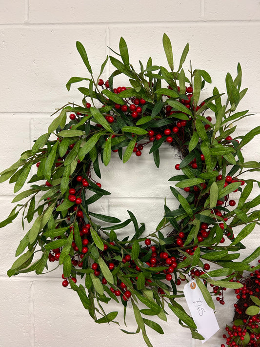 Luxury Red Berry twiggy red green Christmas Wreath