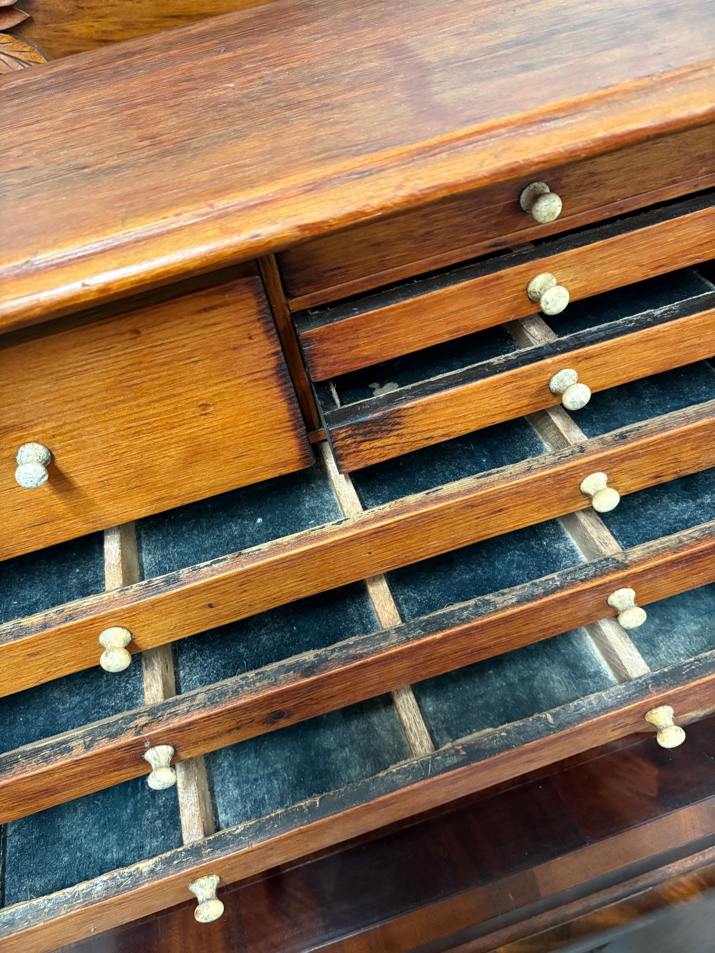 Antique wooden 8 drawer storage unit - artist maker collector