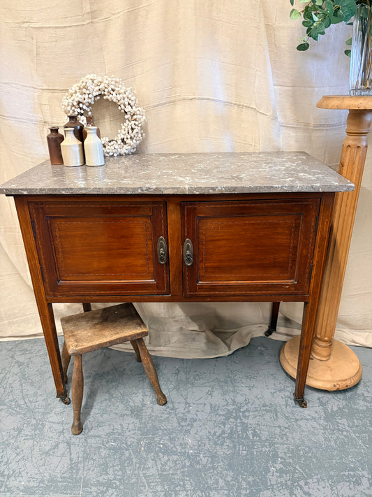 Beautiful Victorian Mahogany Marble Topped Washstand - table console