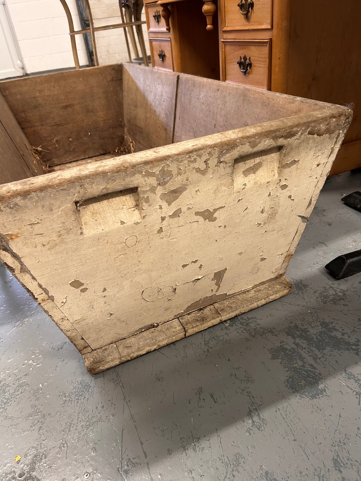 19thC Painted Pine Farmhouse trough - Logs, kindling, storage, country house