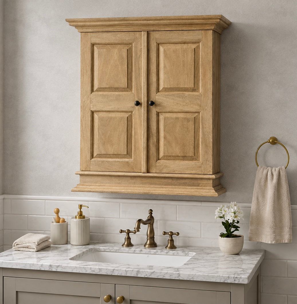 Vintage Style Light Wood Country Farmhouse Storage Cabinet