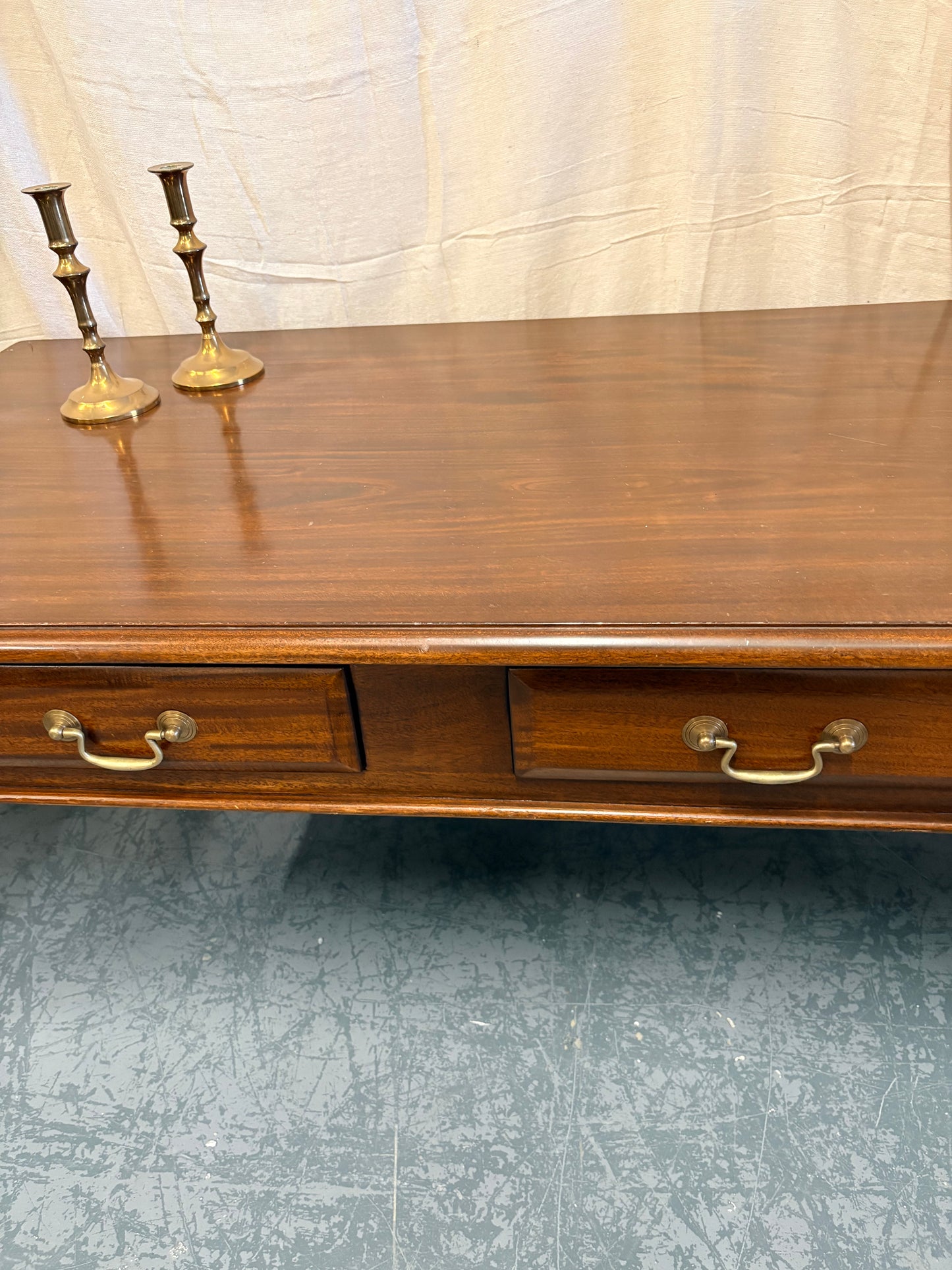 20th century Vintage mahogany coffee table with drawers
