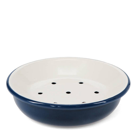 Round two-part enamel soap dish - Navy Blue
